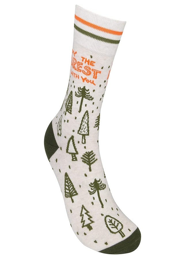 FUNATIC May The Forest Be With You Novelty Crew Socks | Rainforest Earth Day Gift Camp Apparel with 4th Saying for Men Women | Best Save Nature Month Preservation Lover Present | Pine Tree Planet Love - Image 2